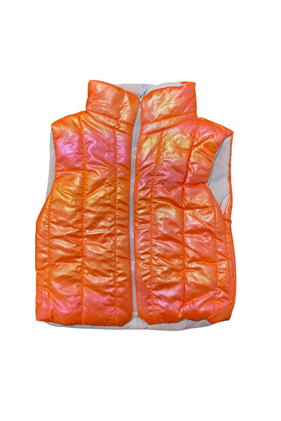 OEM Children's thick orange holographic vest with white zipper