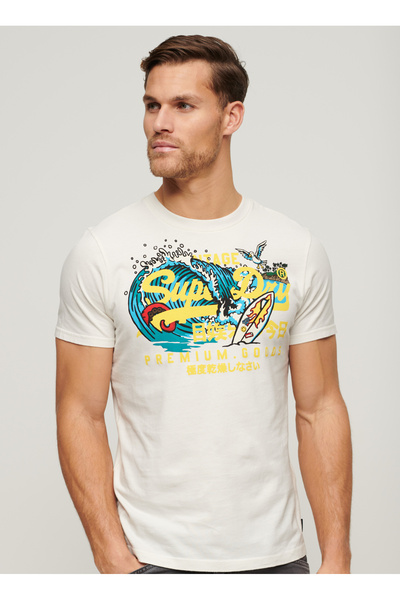 SUPERDRY Bisiklet Yaka Baskılı Beyaz Erkek T-Shirt M1011916A71D_LA VL GRAPHIC T SHIRT