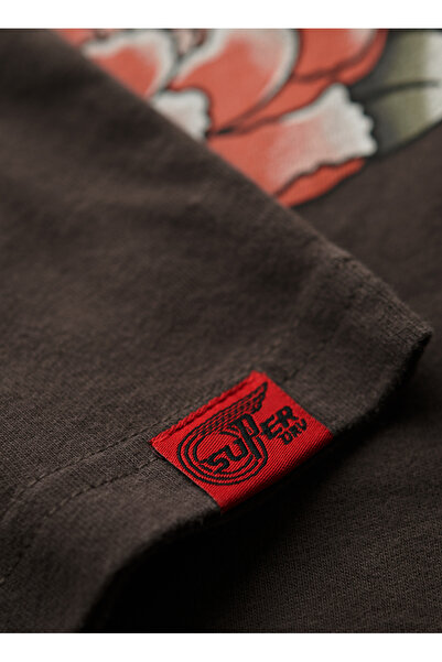 SUPERDRY Bisiklet Yaka Baskılı Antrasit Erkek T-Shirt M1011896B06A_TATTOO GRAPHIC LOOSE T