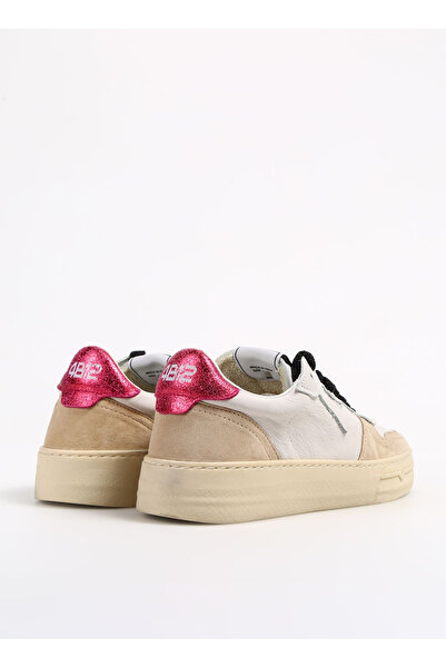 4B12 Beyaz-Pembe Kadın deri Sneaker HYPER-D807