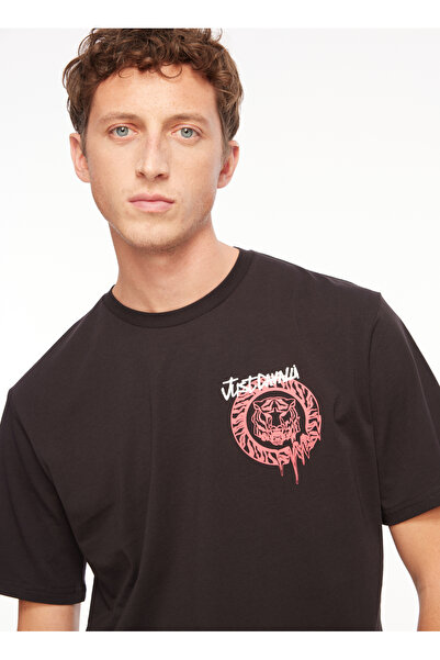 Just Cavalli Bisiklet Yaka Siyah Erkek T-Shirt 75OAHG03