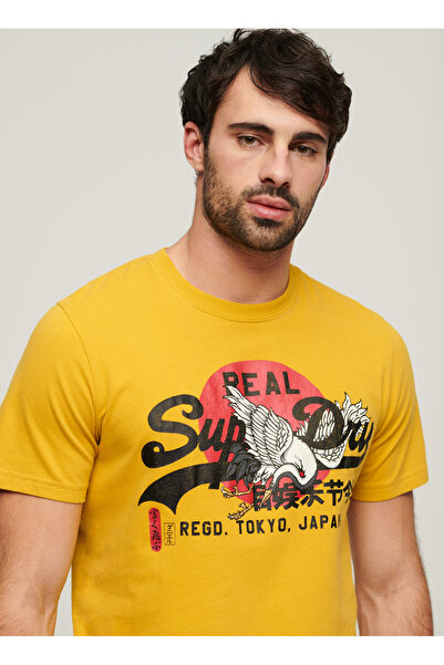 SUPERDRY Bisiklet Yaka Baskılı Sarı Erkek T-Shirt M1011897A7SD_TOKYO VL GRAPHIC T SHI