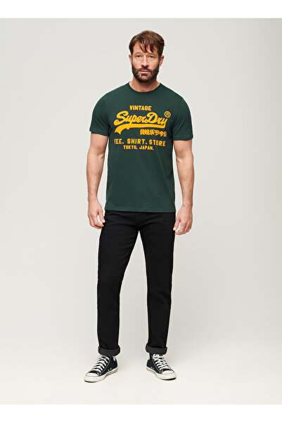 SUPERDRY Bisiklet Yaka Baskılı Petrol Erkek T-Shirt M1011922A27E_NEON VL T SHIRT