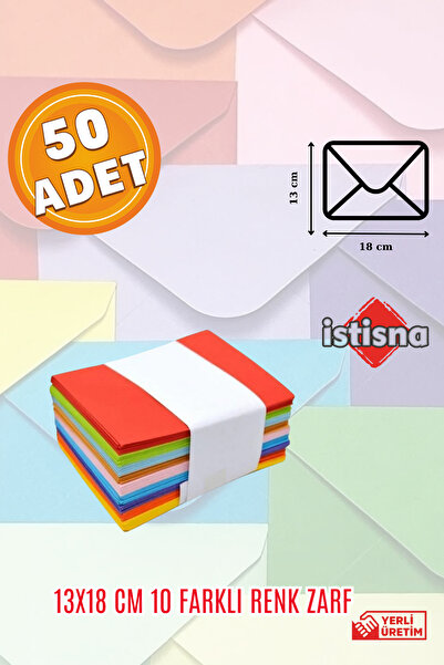 İstisna 50 Adet 13*18 Karışık 10 Farklı Renk Hediye Doğum Günü Dilekleri Düğü...