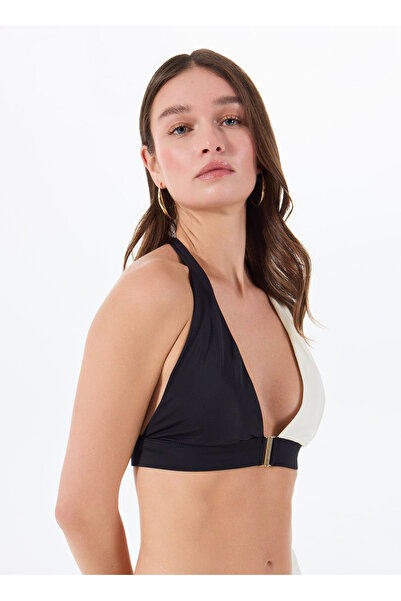 Fabrika Siyah - Ekru Kadın Halter Yaka Bikini Üst 24-KALINDA