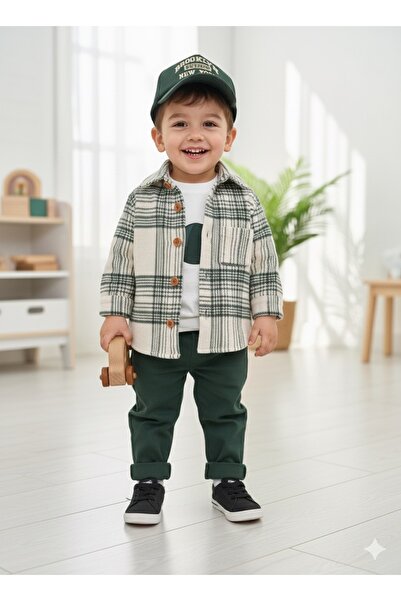 Childona Baby Kids طقم أطفال ولادي من 4 قطع بتصميم الشارع يتضمن سترة وقبعة با...