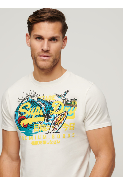 SUPERDRY Bisiklet Yaka Baskılı Beyaz Erkek T-Shirt M1011916A71D_LA VL GRAPHIC T SHIRT