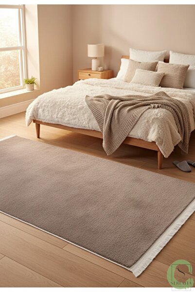 SERENİTA KAYMAZ TABAN VİZON POST/PELUŞ DÜZ SAÇAKLI MODERN OTURMA ODASI SALON ...