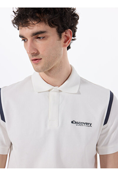 Discovery Expedition Düz Beyaz Erkek Polo T-Shirt D4SM-TST3245