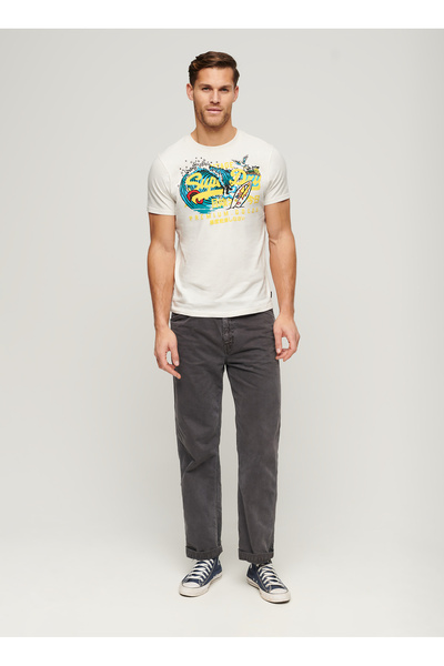 SUPERDRY Bisiklet Yaka Baskılı Beyaz Erkek T-Shirt M1011916A71D_LA VL GRAPHIC T SHIRT
