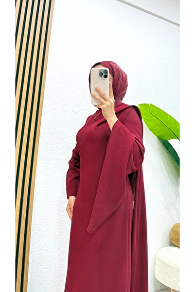 modasusev Φόρεμα Hijab με λεπτομέρεια από κρεπ και ουρά