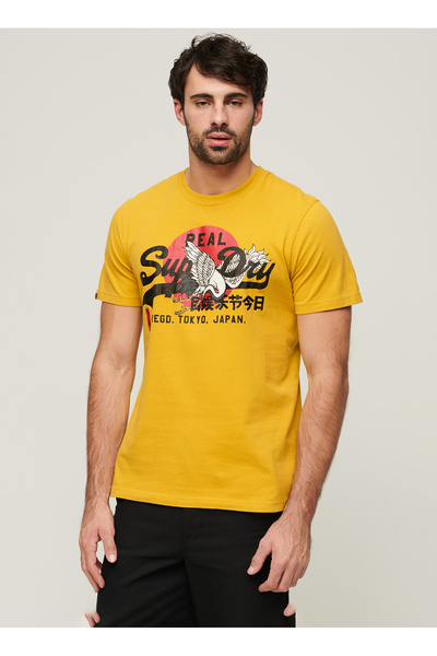 SUPERDRY Bisiklet Yaka Baskılı Sarı Erkek T-Shirt M1011897A7SD_TOKYO VL GRAPHIC T SHI