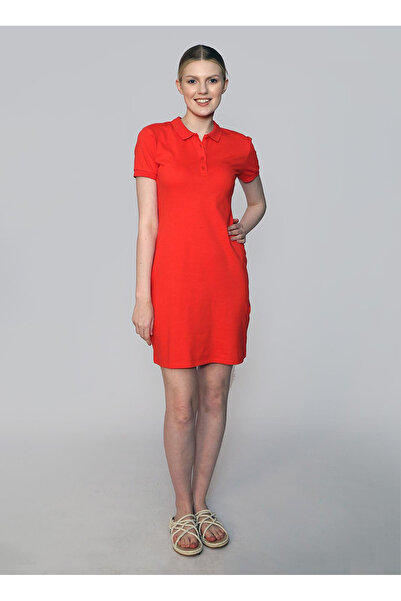 Lee Cooper Polo Neck Plain Coral Standard Women's Dress 242 Lcf 244001 Tweed Coral