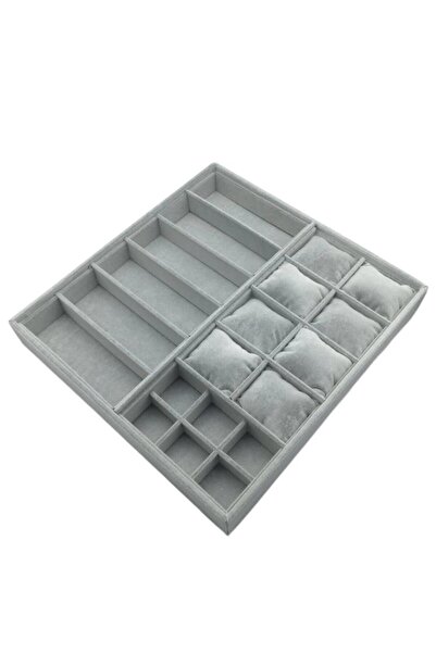 Genel Markalar Saat, Gözlük ,yüzük ,takı Standı, Ahşap Üzeri Süet Gri Kaplama...