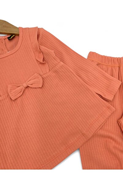 Ege Bebek Baby Girl Body with Bow Detail, Corduroy Fabric, Seasonal 9-12-18-24 Months Daily 2-Piece Bottom Top Set