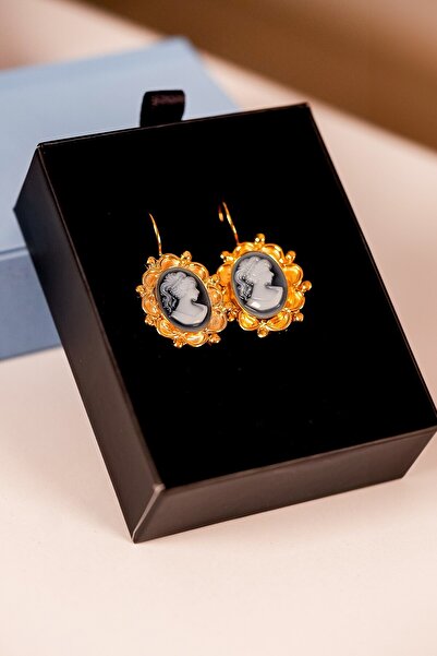 Baskın gümüş 925 Ayar Gümüş İntaglio Cameo Küpe