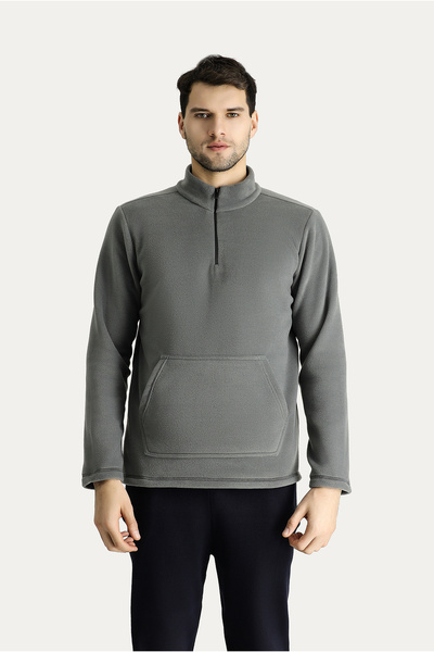 Kiğılı Yarım Fermuarlı Polar Sweatshirt