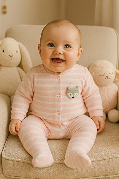 cimcim baby Striped Baby Romper with Fox Accessories