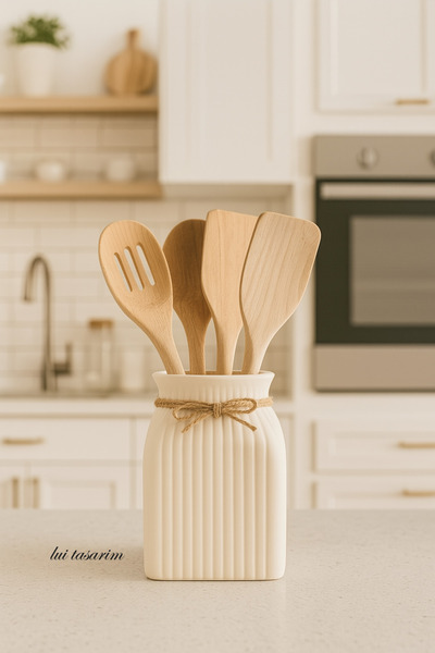 Lui Tasarım Κεραμική θήκη για κουτάλια Bohemian Style Trend 15 cm Απλό Κεραμικό Πάνω από τον πάγκο