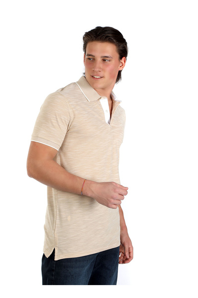 Lee Cooper Μπεζ ανδρικό μπλουζάκι πόλο 242 LCM 242027 NEW JAKE BEIGE