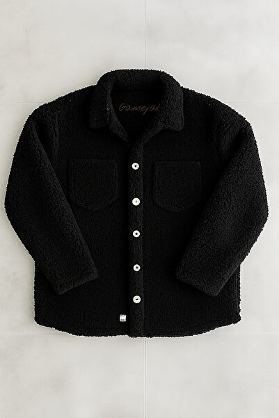 Gameyal Unisex crni plišani kardigan od flisa
