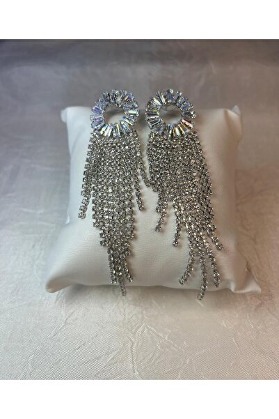 Silay Tam Daire Zirkon Taş Abiye Küpe