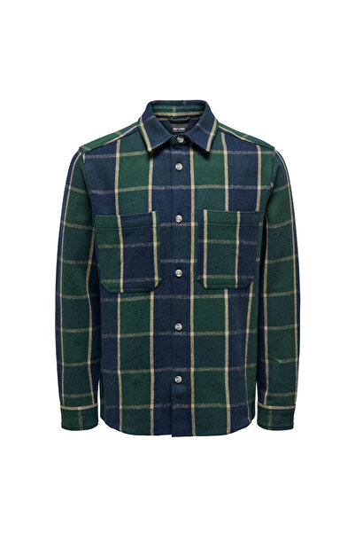 Only & Sons Rahat Yeşil Kareli Erkek Gömlek ONSLEE OVR LS CHECK SHIRT
