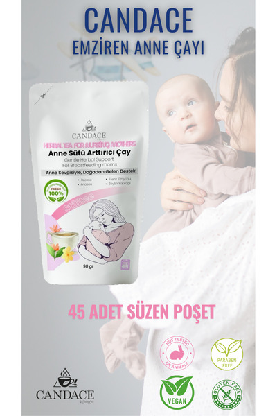 Candace Emziren Anneler İçin Süt Arttırıcı Bitki Çayı 45 Adet