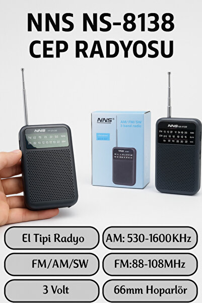 L'eDoren Nns Ns-8138 Fm Am Sw 3 Bandlı El Tipi Taşınabilir Cep Radyosu Deprem...