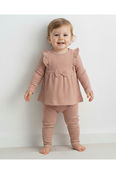 Ege Bebek Baby Girl Body with Bow Detail, Corduroy Fabric, Seasonal 9-12-18-2...