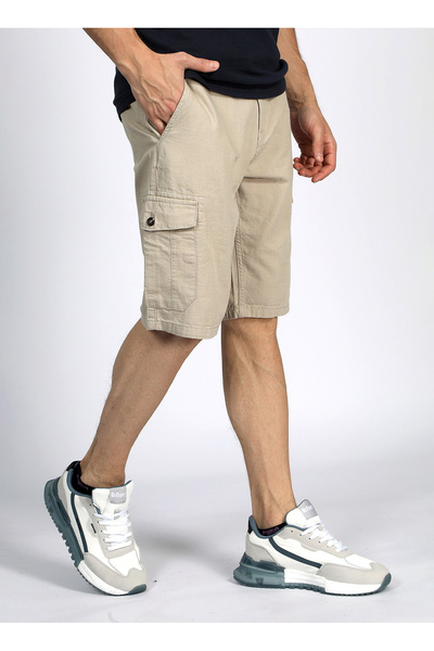 Lee Cooper Men's Shorts - Casual Ecru 242 Lcm 221011   Man 1 Ecru