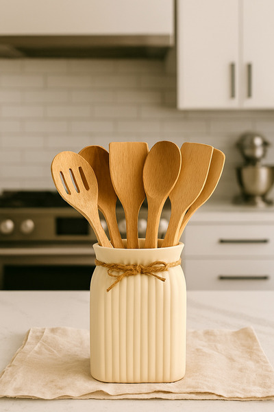 Lui Tasarım Κεραμική θήκη για κουτάλια Bohemian Style Trend 15 cm Απλό Κεραμικό Πάνω από τον πάγκο