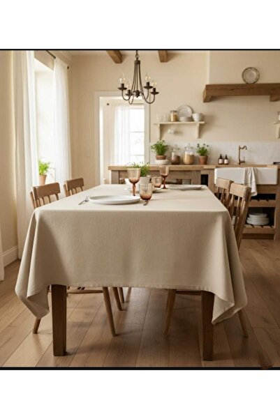 PİKKO HOME Față de masă fără griji din catifea de culoare bej nisip (KD)
