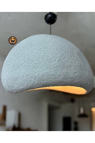 ışıksan aydınlatma ÇAP 60 CM  PETRA BETON AVİZE GRİ DOĞAL TAŞ EFEKTLİ TASARIM