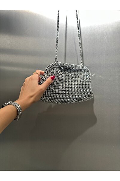 BEEGİ CONCEPT KADIN DİAMOND LÜKS TAŞLI SİYAH ABİYE CLUTCH GECE DÜĞÜN ÇANTASI