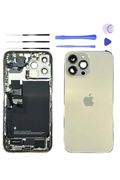 Basriko iPhone 13 Pro Max Arka Kapak Pil Kapağı Cam Ürün GOLD RENK