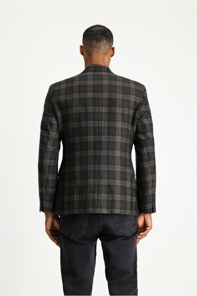 Kiğılı Тънко прилепващо сако с класически тартан от вълна