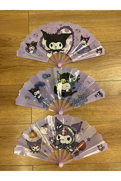 BATU GİYİM 1 Adet Kız Çocuk Yelpazesi Kuromi Sanrio Çocuk Yelpaze Mor Renk