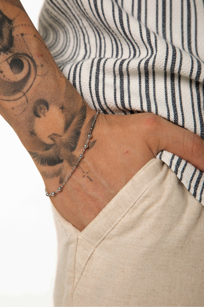 Fjellor Ondoher Silver Color Men's Stainless Steel Bracelet