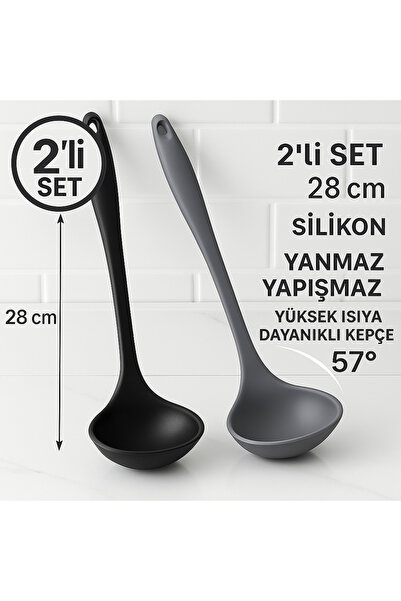 BRE HOME 2'li ultra sert uçlu ısıya dayanıklı Yanmaz Yapışmaz silikon Kepçe seti
