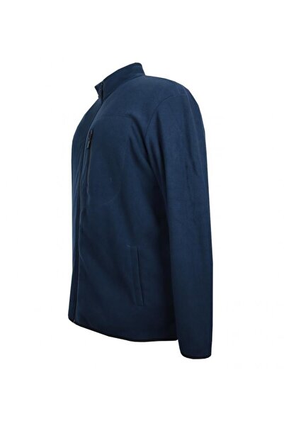marufshop Plus Size Zippered Fleece Sweatshirt Navy Blue