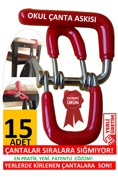 mintikbirler Okul Çanta Askısı 15 Adet Öğrenci Sıra Masa Askı Çocuk Sınıf Düz...