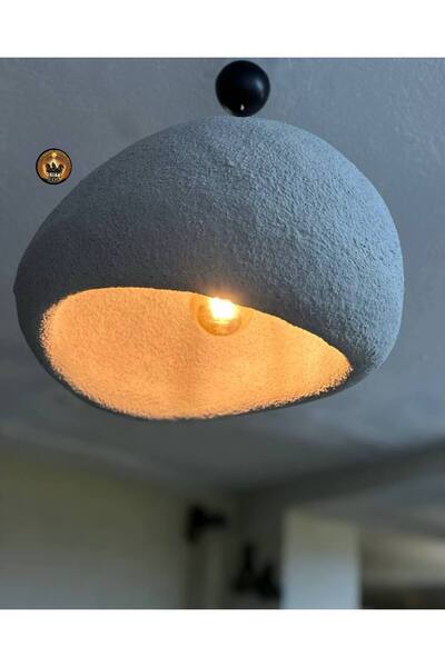 ışıksan aydınlatma ÇAP 60 CM  PETRA BETON AVİZE GRİ DOĞAL TAŞ EFEKTLİ TASARIM