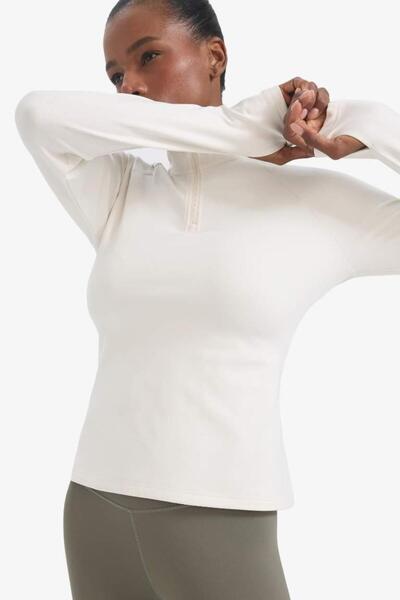 DeFacto Μακρυμάνικο μπλουζάκι DeFactoFit Standard Fit με ψηλό γιακά με φερμουάρ και μαλακό χνούδι εσωτερικά (25 AU)