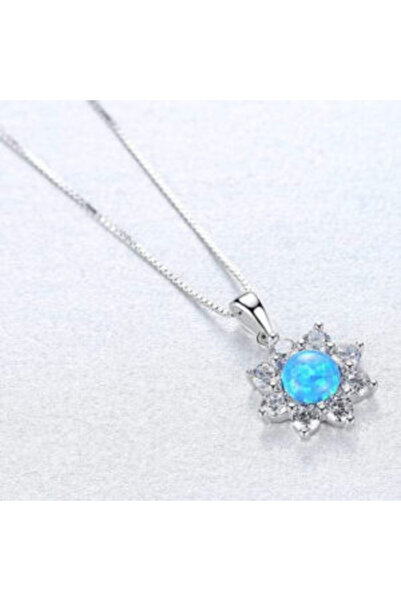 Silver berry Silver S925 Colier Flower of Venus decorat cu Opal Albastru