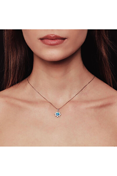 Silver berry Silver S925 Colier Flower of Venus decorat cu Opal Albastru