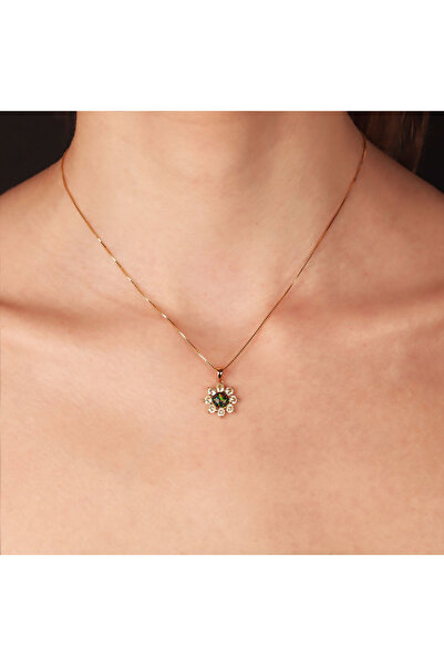 Silver berry Silver S925 Colier Flower of Venus decorat cu Opal Verde