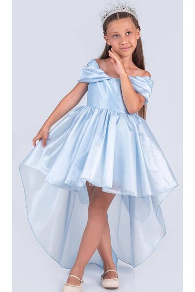 Tarz Çocuk Princess Model Long Back Evening Dress Special Occasion and Birthday Dress for Girl