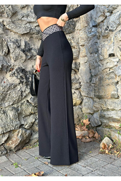 JANES Жіночі штани з поясом, хрестоподібним вирізом і ребрами, іспанські штан...