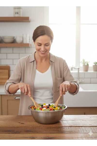 LOVYCO Dough Shaping Mixing, Whisking Bowl Salad Bowl 28 cm Steel Large